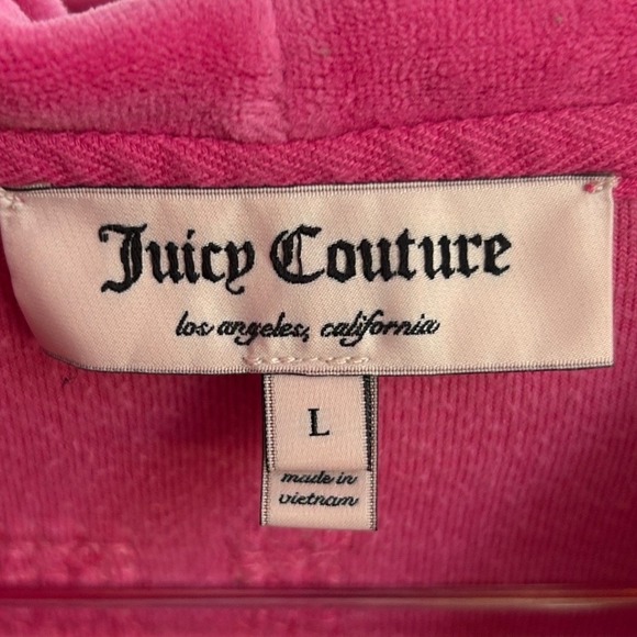 Juicy Couture Velour Hoodie‎ Full Zip Up Jacket We The Juicy Sequin Pink Large - Picture 10 of 13